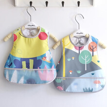【两件装】宝宝围兜 婴儿饭兜儿童防水吃饭围兜宝宝防水围嘴儿童无袖罩衣透气 多彩世界【两件装】 2-3岁 衣长36cm