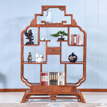 九合铭苑红木家具非洲花梨（学名：刺猬紫檀）客厅博古架实木置物架摆件陈列架古典中式多宝阁展示架O 博古架：长132*宽30*高197cm