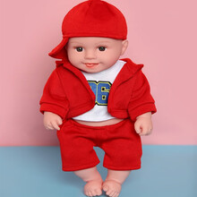 仿真娃娃玩具婴儿安抚陪睡娃娃智能会说话的洋娃娃宝宝全软胶儿童家政早教女孩男孩玩具礼物 40厘米 女  红色运动服（无声版）