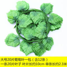 仿真葡萄绿叶装饰假花藤条批发室内假树叶绿色大叶子绿萝植物藤蔓 大号20片一包（12条）