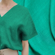 煊缎 绿色时装麻布 竹节暗纹衬衫 宽松长袍连衣裙服装面料夏季