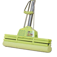 好太太 38大号三排加粗不锈钢吸水胶滚轮式挤水海绵媳妇拖把拖布27cm 【青草绿三排38cm】共三个头