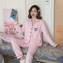 月子服春秋夹层孕妇睡衣长袖哺乳睡衣产后喂奶衣薄款喂奶衣 AB5020皇冠夹层 M码