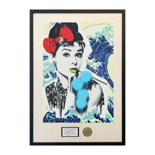 维格列艺术 Death NYC 签名限量版画 奥黛丽赫本系列沙发背景墙挂画 手工装裱 32*45cm 奥黛丽赫本×葛饰北斋