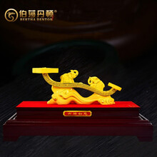 伯莎丹顿 绒沙金如意摆件送朋友客户长辈生日礼物乔迁新居店铺开业礼品客厅玄关电视柜工艺装饰摆设 小号