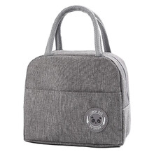 唐易 饭盒袋双层铝箔保温袋带饭手提午餐包学生保温便当包防水加厚 灰色