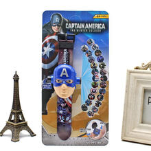 儿童电子表卡通翻盖投影手表小学生玩具电子表 24图翻盖美国队长