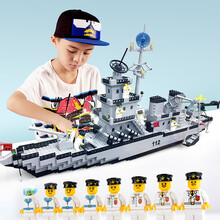迪士尼商城同款积木男孩子航母模型城市6人仔8儿童益智力动脑拼装玩具7-10岁 70厘米大型巡洋舰