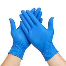 豫北一次性乳胶手套橡胶防水手术劳保餐饮防护丁腈胶皮加厚塑胶 蓝色 S
