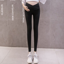 米度丽 孕妇裤子春秋季打底裤外穿时尚运动裤瑜伽裤低腰长裤潮妈秋季孕妇装秋装 活性黑 M