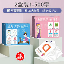 幼儿宝宝识字卡片3000字幼儿园学龄前儿童1-3-6岁宝宝看图识字学汉字早教启蒙儿童点读认字识字卡片 【加大加厚】2盒装1-500字+500古诗+拼音