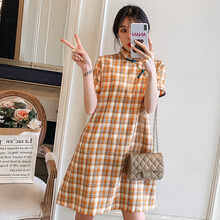 欣柏纶 夏季中国风宽松遮肚显瘦孕妇装夏装旗袍孕妇连衣裙夏天孕妇裙子套装外穿夏裙孕妈装 【8016】图片色 M