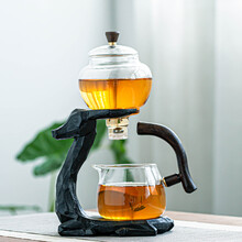 桥艺 懒人玻璃半全自动茶具套装家用透明功夫茶杯创意泡茶壶冲茶神器 《一鹿有你》自动泡茶器（无杯）