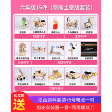 小学生科学手工实验套装幼儿发明玩具物理材料diy儿童科技小制作 小学六年级新编土豪版套装（原木色材料包）