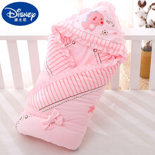 迪士尼品牌刚出生小孩珊瑚绒抱被婴儿加大加厚保暖抱毯 新生儿包被春秋冬季宝宝珊瑚绒婴幼儿抱被 小恐龙加厚可脱胆粉色 100x100cm