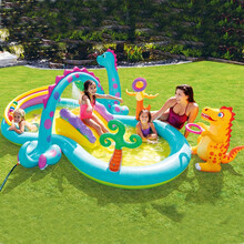 INTEX 57135恐龙八字形公园喷水戏水池 婴幼儿童充气游泳池家庭大号家用宝宝海洋球池沙池