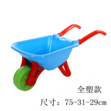 推着走的玩具 儿童沙滩小推车玩具男孩大号加厚双轮2-3岁女孩过家家推土手推车MYFS 单轮 蓝色 【塑料款】