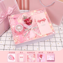 生日礼物女生闺蜜仪式感女孩实用送女友朋友学生毕业纪念意义 【粉系】手表风扇+礼盒套装