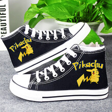 春夏季7女孩10中大童帆布鞋潮流防滑男童板鞋手绘涂鸦高帮板鞋子女布鞋洋气 高帮黑放电皮丘 36