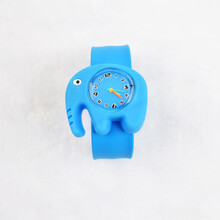儿童玩具手表2-3岁男孩卡通女孩幼儿可爱小童啪啪圈电子表 深蓝色 大象