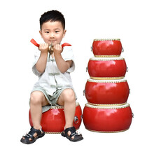 千音百韵5-10寸牛皮鼓 大鼓 儿童玩具鼓 幼儿园小鼓 中国红鼓 小堂鼓 扁鼓 锣鼓 打击乐器敲打鼓  7寸+鼓棒+背带+快板+沙锤