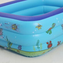 奎茗 儿童充气游泳池pvc充气水池大型成人户外游泳池 1.8米三环长方印花水池180*140*60cm