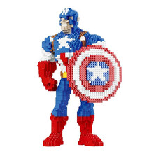 儿童积木益智玩具积木微颗粒拼装积木卡通动漫成人高难度拼装小颗粒马里奥玩具 美国队长（2483颗粒）200553