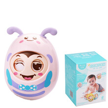 婴儿玩具手抓不倒翁玩具 6-12个月新生儿摇铃 男女孩卡通不倒翁 蜜蜂款-粉色