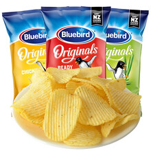 新西兰进口Bluebird蓝鸟薯片(膨化食品)150g*3袋 网红薯片休闲零食办公室下午茶 咸醋味150g*3袋