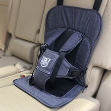 大童汽车安全座椅简易汽车用便携式儿童安全座椅车载婴儿宝宝绑带0-4-12岁增高坐垫 牛仔色普通款