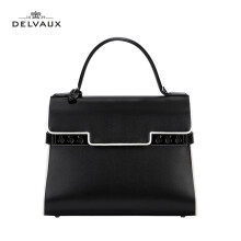 DELVAUX包包奢侈品女包女士单肩斜挎手提包 Tempete系列中号生日礼物送女友 黑色