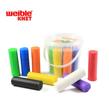 德国Weible knet进口温感彩泥不干橡皮泥安全无味小男女孩儿童手工课DI黏土玩具套装 八色桶装闪光彩泥300g