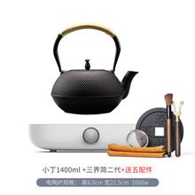 御汕堂 日本铁壶原装进口纯手工南部铸铁茶壶泡茶烧水壶生铁壶电陶炉套装 小钉1400ml+三界简二代