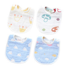 妈妈果 婴儿口水巾U形围嘴纯棉纱布口水兜儿童吃饭围兜宝宝防吐奶夏季 蘑菇皇冠+蓝兔彩云