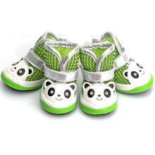 宠哆哆 狗狗鞋子泰迪比熊夏季凉鞋春夏不掉透气宠物小型犬脚套一套四只 魔术贴防掉网球鞋绿色【熊猫】 2号