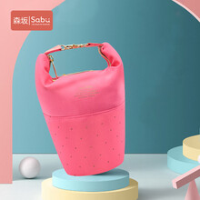日本进口森坂sabu保温饭盒袋大容量隔热隔冷袋保冷加厚大号日式防水防油手提包1919 红色