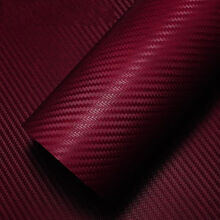 汽车划痕遮挡贴纸立体纹路3D碳纤维内饰中控平板家具摩托车改色膜 3D酒红色40厘米宽*1米长