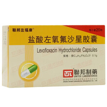 联邦 盐酸左氧氟沙星胶囊 20粒尿路感染前列腺炎三金片和左氧氟沙星 1盒装