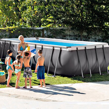 INTEX 新26364长方形管架水池套装 成人孩子游泳池 家庭泳池戏水池可移动别墅养鱼池732*366*132CM含沙过滤