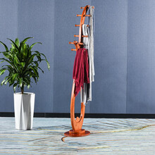 九鲤王府红木家具非洲花梨（学名：刺猬紫檀）实木落地衣帽架新中式挂衣架家用简约琵琶衣架M 长42*宽31*高176cm