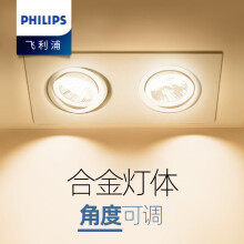 飞利浦（PHILIPS） 筒灯射灯led家用工装斗胆灯牛眼灯洞灯桶灯超薄孔灯嵌入式筒灯 双头12W暖黄光