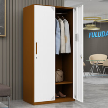富路达 钢制更衣柜储物柜员工宿舍更衣箱铁皮寄存柜存包柜 办公室带锁衣柜咖白套色薄边二门更衣柜