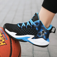 星关儿童篮球鞋男女童鞋子夏季2021新款网面透气儿童运动跑步鞋中大小码小学生青少年球鞋战靴 @TDD-685黑蓝 35