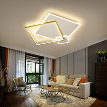 汉宫 客厅灯简约现代大气家用极简大厅灯饰北欧轻奢吸顶灯餐厅卧室灯具 金+白/82.5*80*6.5cm/无极77W