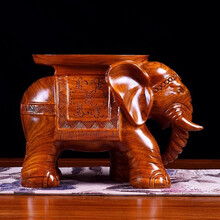 匠人塘大象凳换鞋凳矮凳实木吉祥如意凳木雕凳 长40*宽20*高28cm(左边)