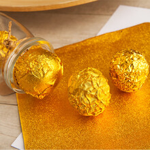 瑞雪嘉洁  金色巧克力锡纸铝箔包装纸芝麻丸光面细格纹橘皮纹不掉色金箔锡纸 1000张金色细格纹20x20