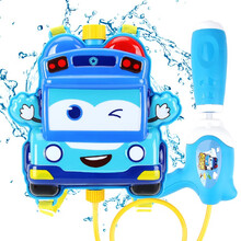 恩贝家族百变校巴儿童背包水枪自营户外玩具滋水呲水枪沙滩戏水双肩背水高压喷射水枪儿童礼物 警长歌德