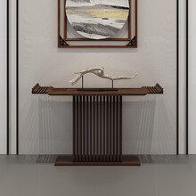 斯顿英少新中式实木玄关桌子靠墙长条窄桌餐边桌端景柜入户玄关柜置物架禅意条几条案镂空简约供桌供台佛台 玄关台1500*400*900