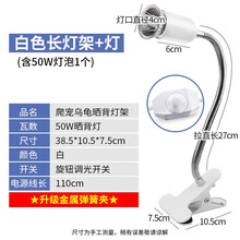 爬将军乌龟晒背灯太阳灯龟灯泡乌龟爬宠虫uva取暖uvb加热保温宠物三合一晒龟灯爬宠灯爬虫冬眠过冬用品 白长灯架【调光开关】+1个50W灯泡