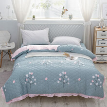 顾盼家纺 纯棉加厚夹棉绗缝花边被套 全棉单双人被罩单件 阿黛尔 150cmX200cm 夹棉被套